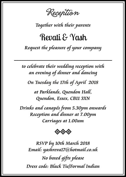 Interfaith wedding invitation wording 8A - Parekh Cards